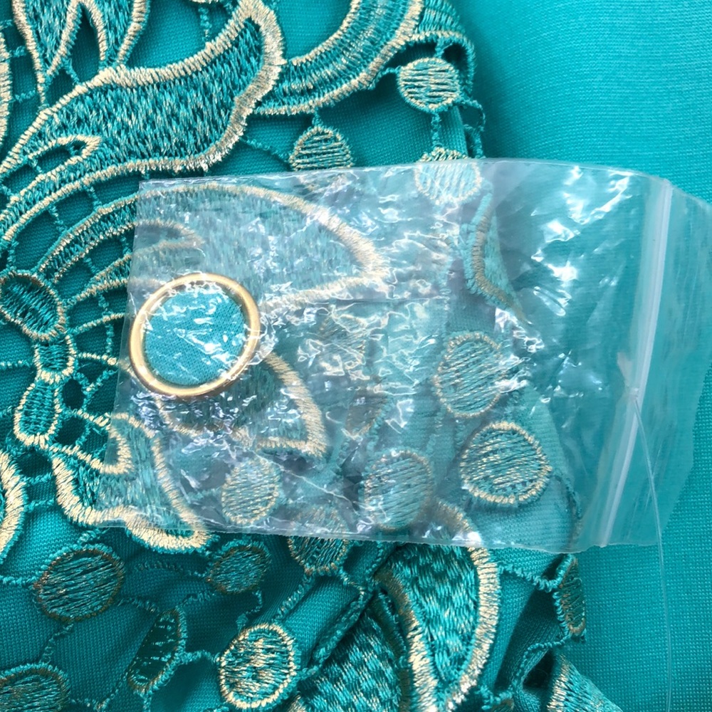 Eva Franco Teal Green Lace Popover Sheath Dress - Picture 6 of 8